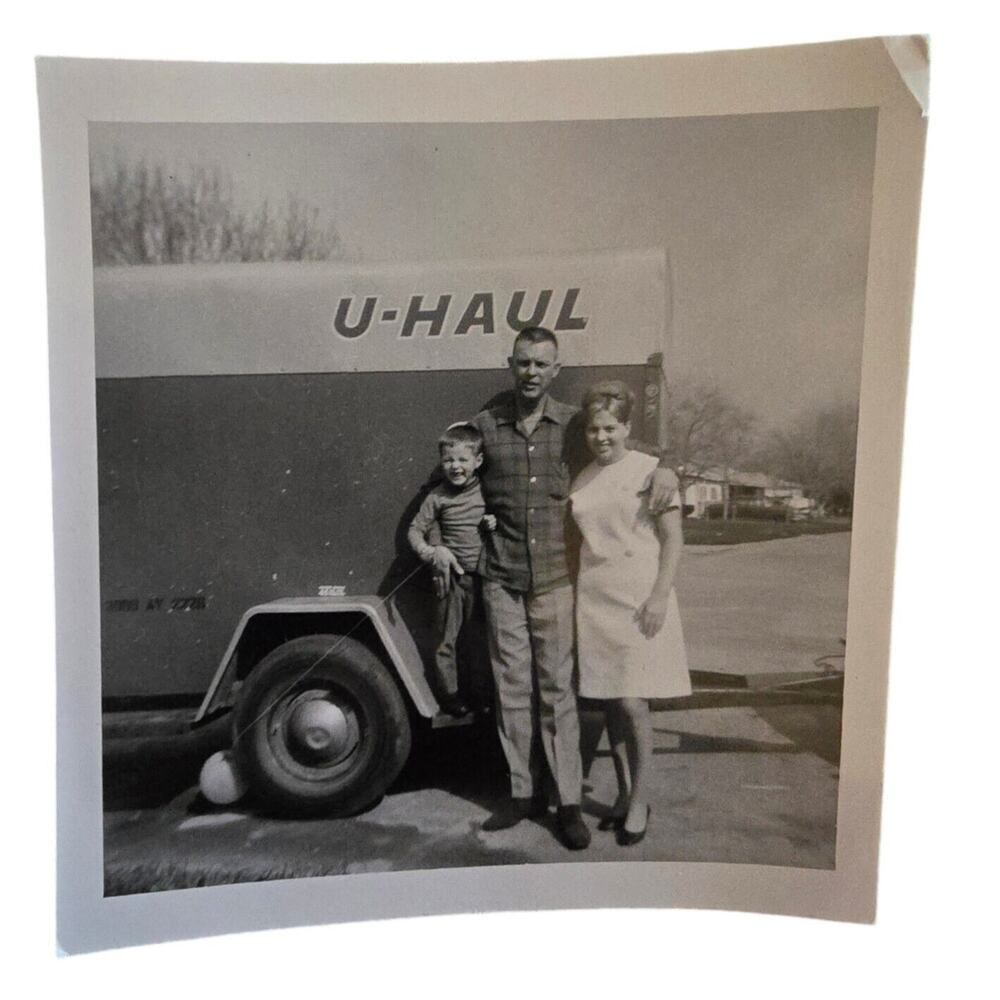 Vintage U Haul black white kodak photograph Moving Day photo